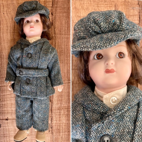 Vintage Other - Vintage Irish Porcelain Boy Doll in Tweed Outfit